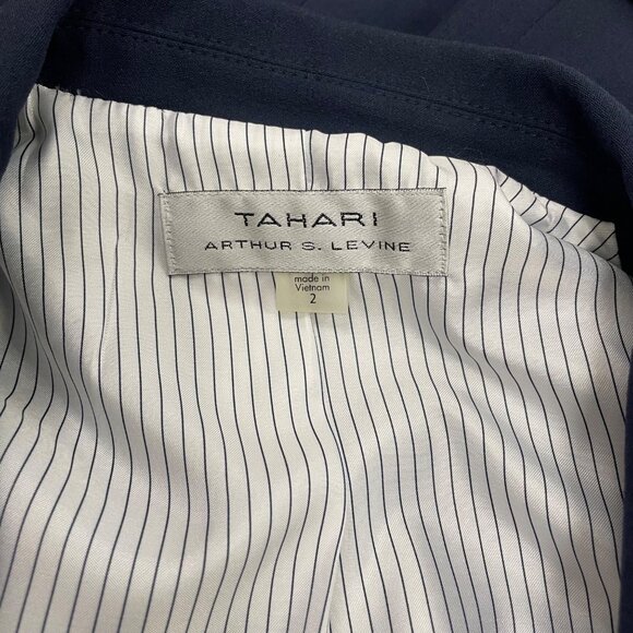 Tahari Womens Navy Two-Button Blazer Jacket Pinstriped Lining Size 2 - Picture 7 of 8